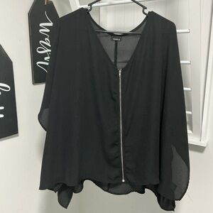 Torrid Black Sheer Zipper Blouse